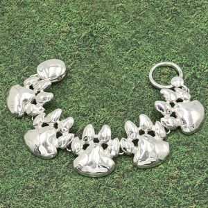Large Paw Print Silver Clasp Bracelet